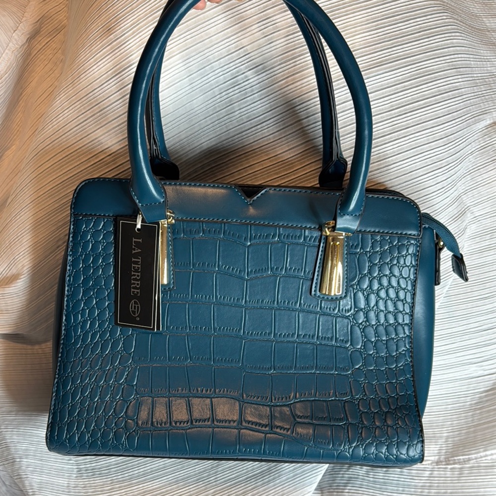 Blue Crocodile Embossed Women's Bag